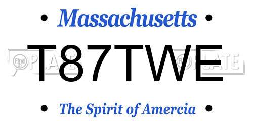 T87TWE Massachusetts License Plate