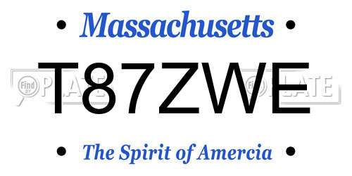 T87ZWE Massachusetts License Plate