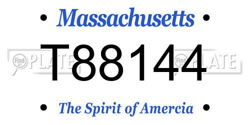 T88144 Massachusetts License Plate