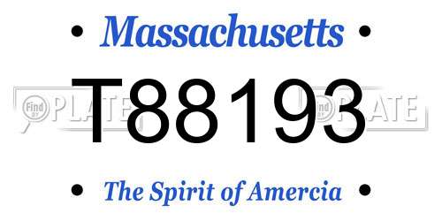 T88193 Massachusetts License Plate