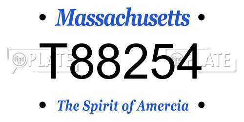 T88254 Massachusetts License Plate