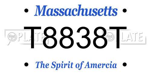 T8838T Massachusetts License Plate