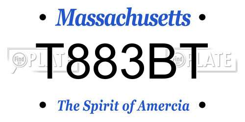 T883BT Massachusetts License Plate