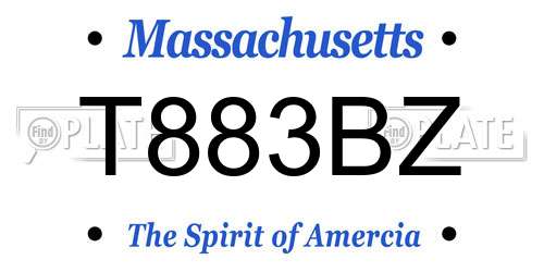 T883BZ Massachusetts License Plate