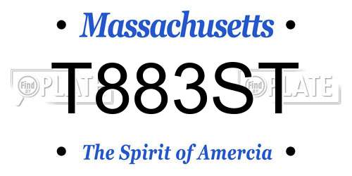 T883ST Massachusetts License Plate