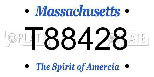 T88428 Massachusetts License Plate