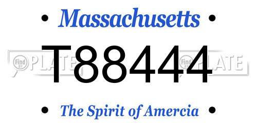 T88444 Massachusetts License Plate
