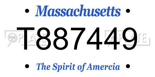 T887449 Massachusetts License Plate