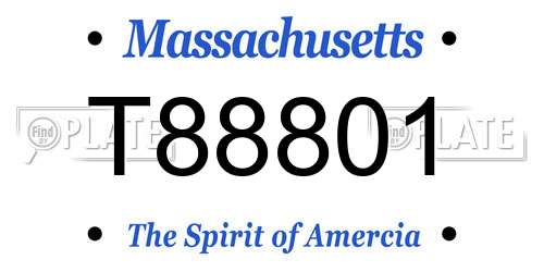 T88801 Massachusetts License Plate