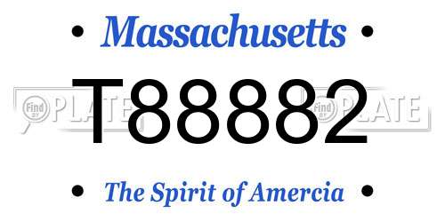 T88882 Massachusetts License Plate
