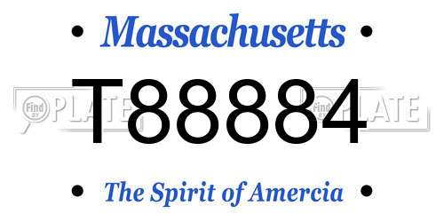 T88884 Massachusetts License Plate