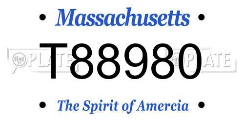 T88980 Massachusetts License Plate