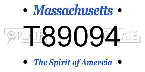 T89094 Massachusetts License Plate