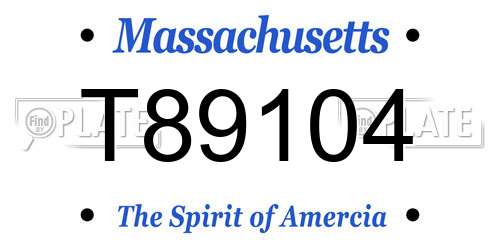 T89104 Massachusetts License Plate
