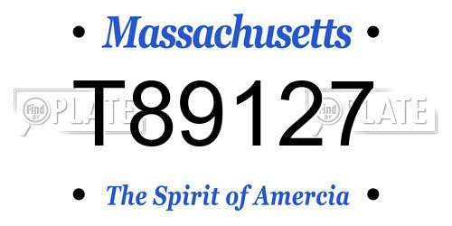 T89127 Massachusetts License Plate