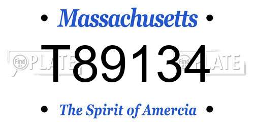 T89134 Massachusetts License Plate