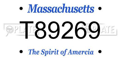 T89269 Massachusetts License Plate