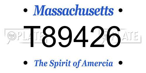 T89426 Massachusetts License Plate