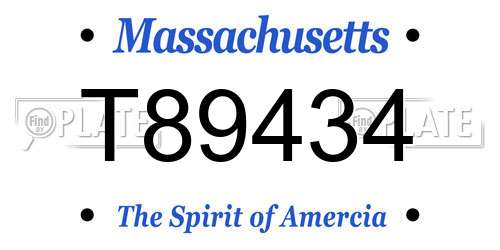 T89434 Massachusetts License Plate