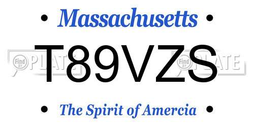 T89VZS Massachusetts License Plate