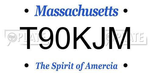 T90KJM Massachusetts License Plate
