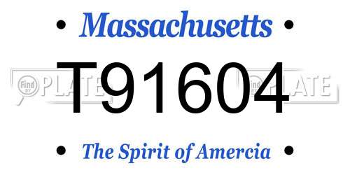 T91604 Massachusetts License Plate