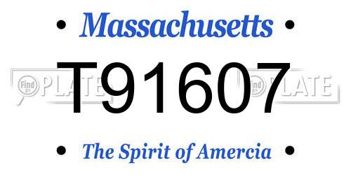 T91607 Massachusetts License Plate