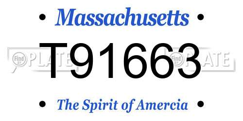 T91663 Massachusetts License Plate
