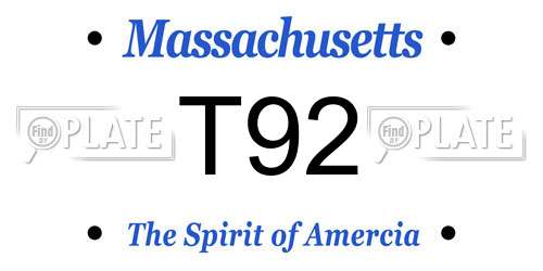 T92 Massachusetts License Plate