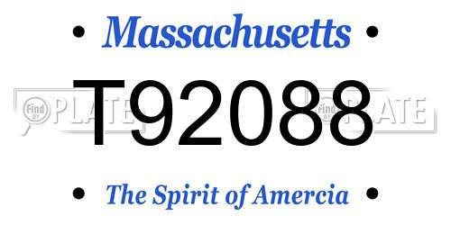 T92088 Massachusetts License Plate