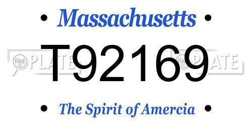 T92169 Massachusetts License Plate