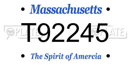 T92245 Massachusetts License Plate