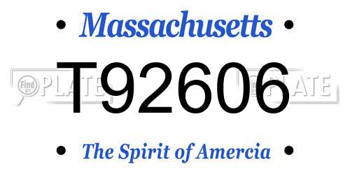 T92606 Massachusetts License Plate