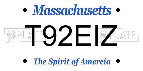 T92EIZ Massachusetts License Plate