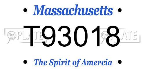 T93018 Massachusetts License Plate