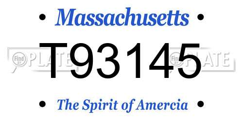 T93145 Massachusetts License Plate