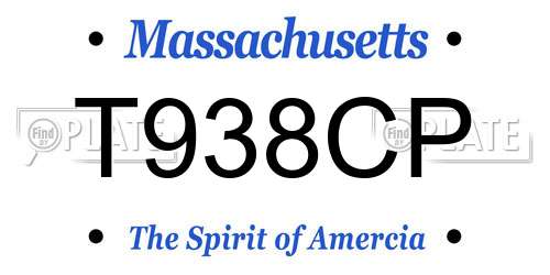 T938CP Massachusetts License Plate