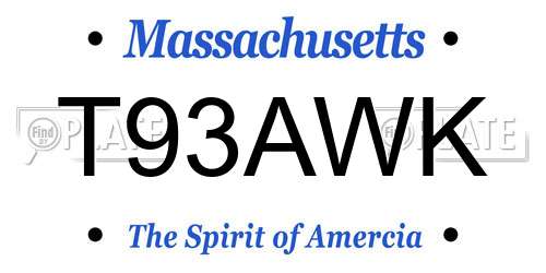 T93AWK Massachusetts License Plate