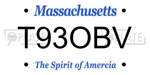 T93OBV Massachusetts License Plate