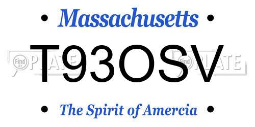 T93OSV Massachusetts License Plate