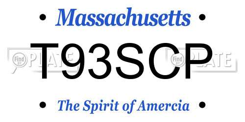 T93SCP Massachusetts License Plate