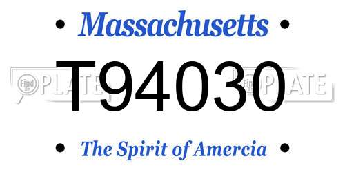 T94030 Massachusetts License Plate