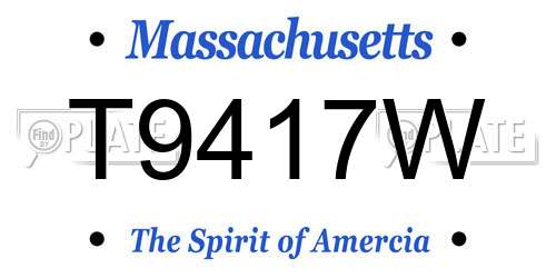 T9417W Massachusetts License Plate