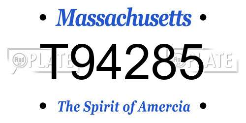 T94285 Massachusetts License Plate
