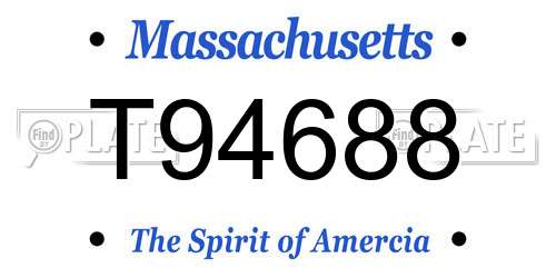 T94688 Massachusetts License Plate