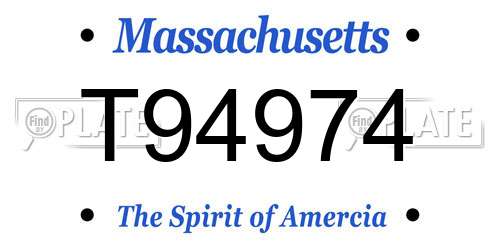 T94974 Massachusetts License Plate