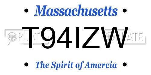 T94IZW Massachusetts License Plate