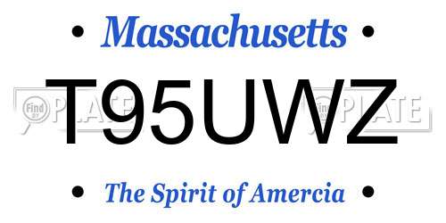 T95UWZ Massachusetts License Plate
