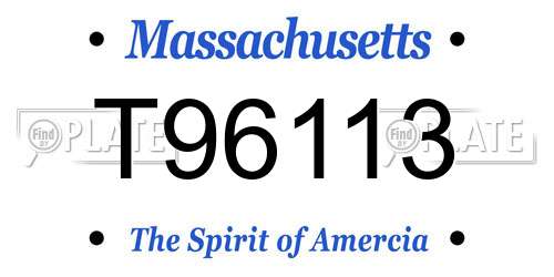 T96113 Massachusetts License Plate