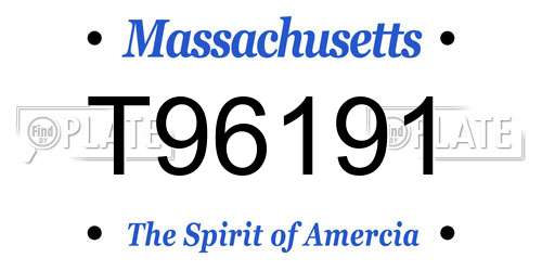 T96191 Massachusetts License Plate
